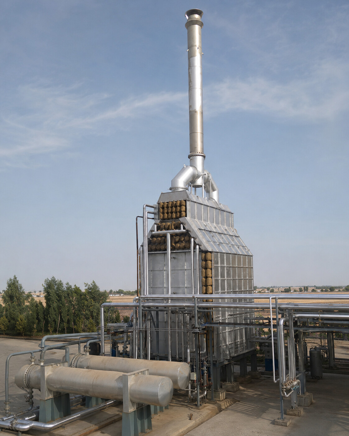 Industrial fired heater and exhaust stack